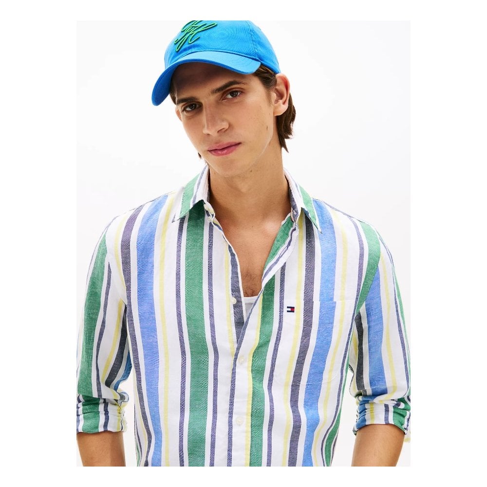 Regular Fit Linen Blend Bold Stripe Shirt