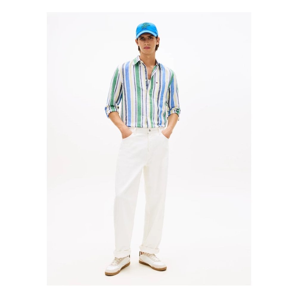 Regular Fit Linen Blend Bold Stripe Shirt