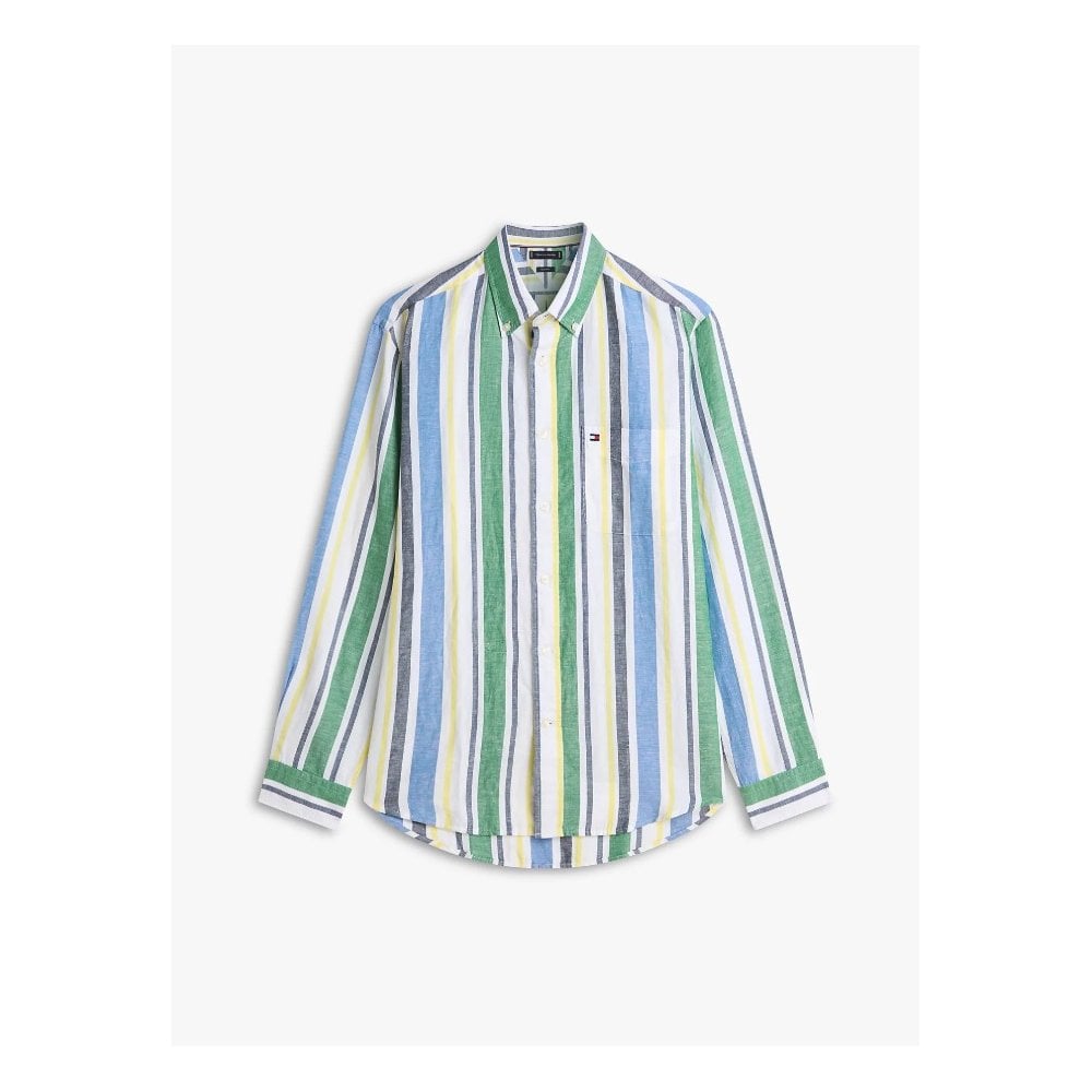 Regular Fit Linen Blend Bold Stripe Shirt