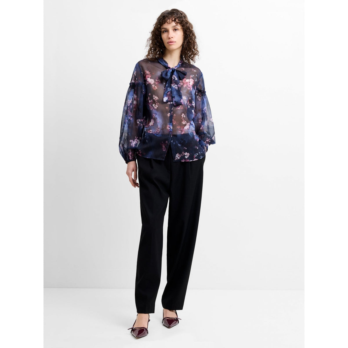 Clara Emina Sheer Bow Tie Shirt