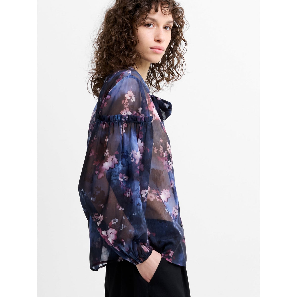 Clara Emina Sheer Bow Tie Shirt