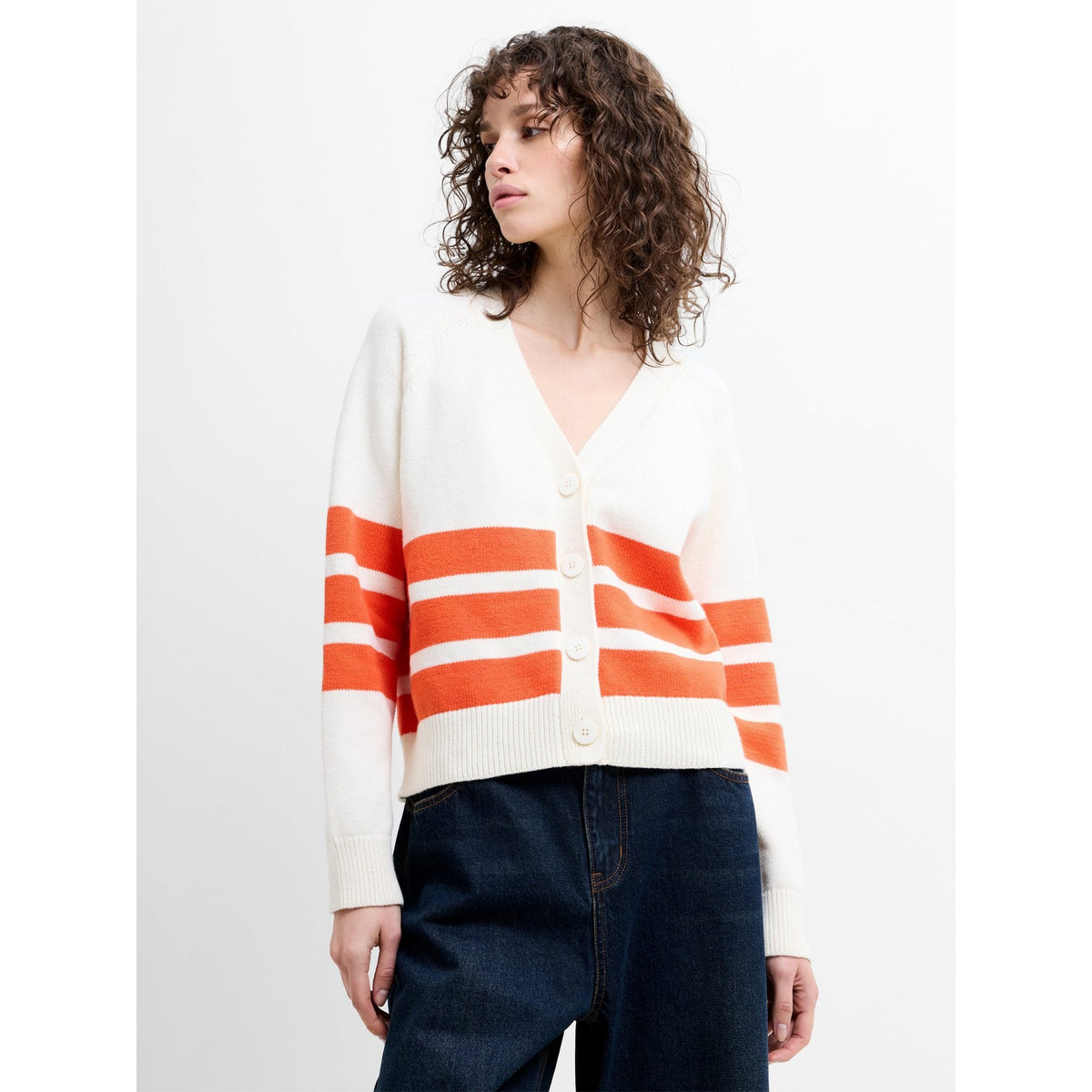 June Knit Striped Grandad Cardigan