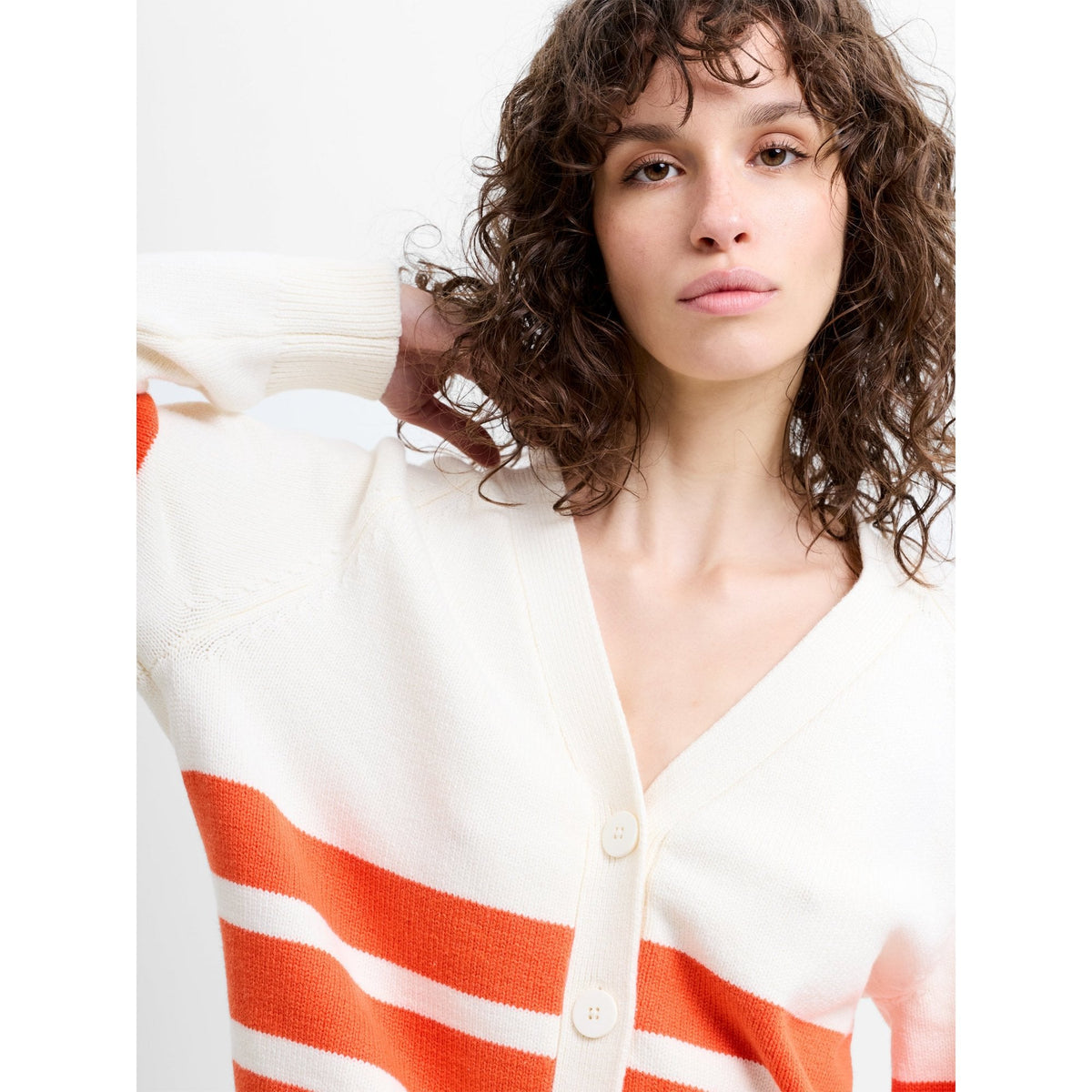 June Knit Striped Grandad Cardigan