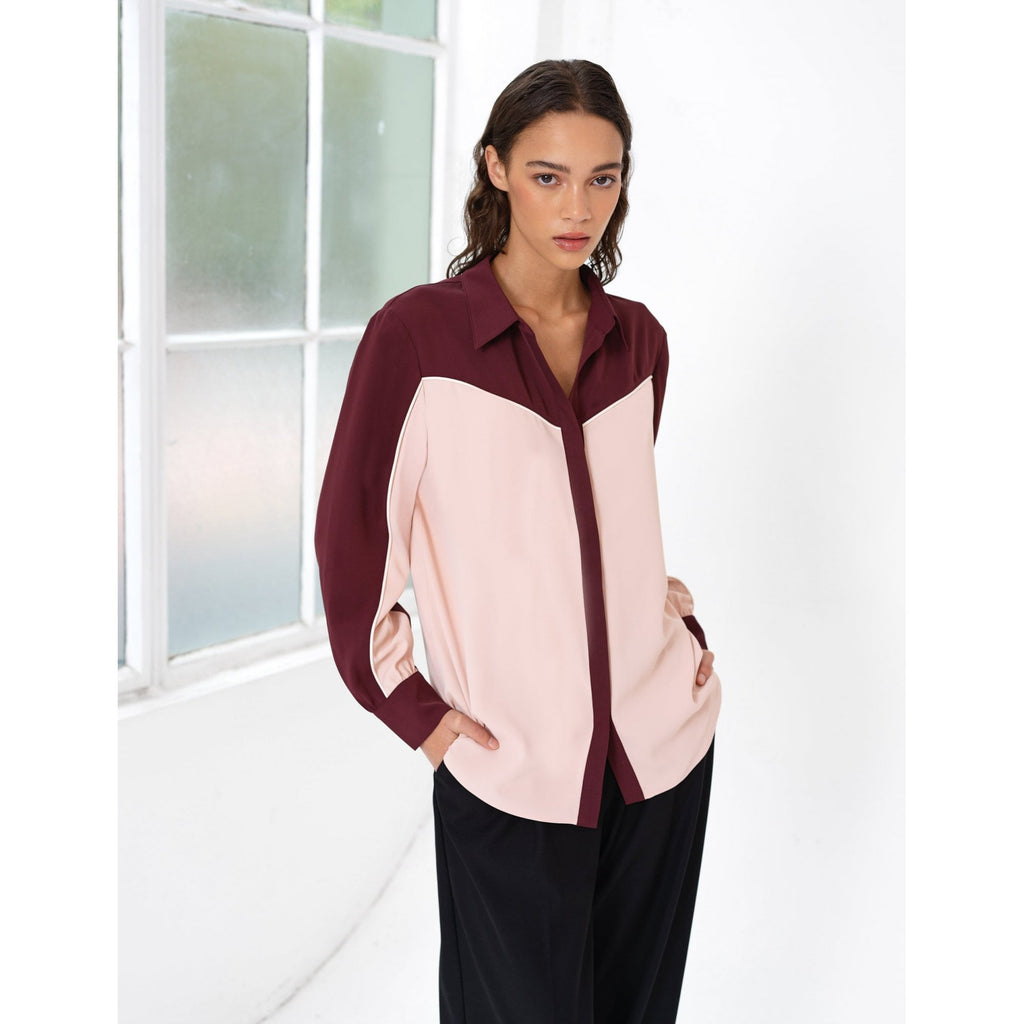 Mindy Crepe Colour Blocked Shirt