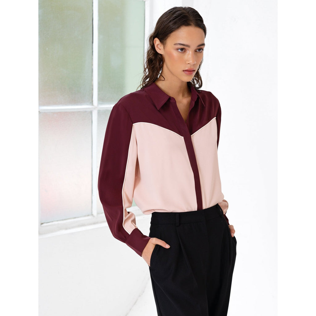 Mindy Crepe Colour Blocked Shirt
