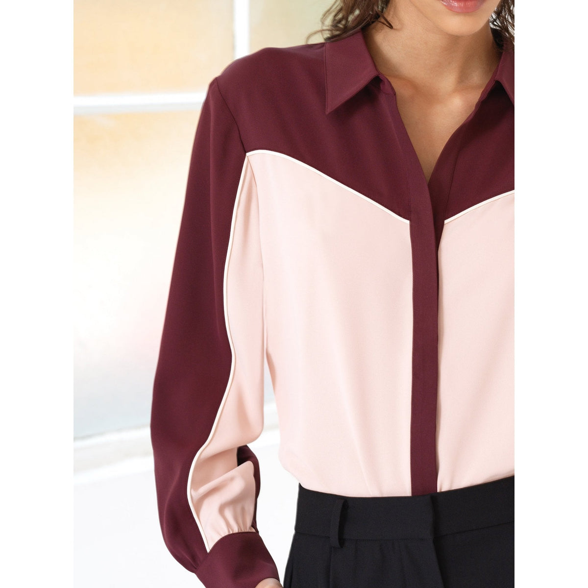 Mindy Crepe Colour Blocked Shirt