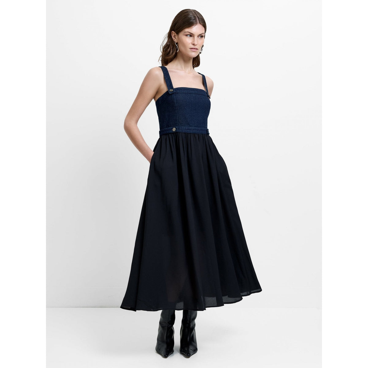 Leighton Denim Mix Midi Dress