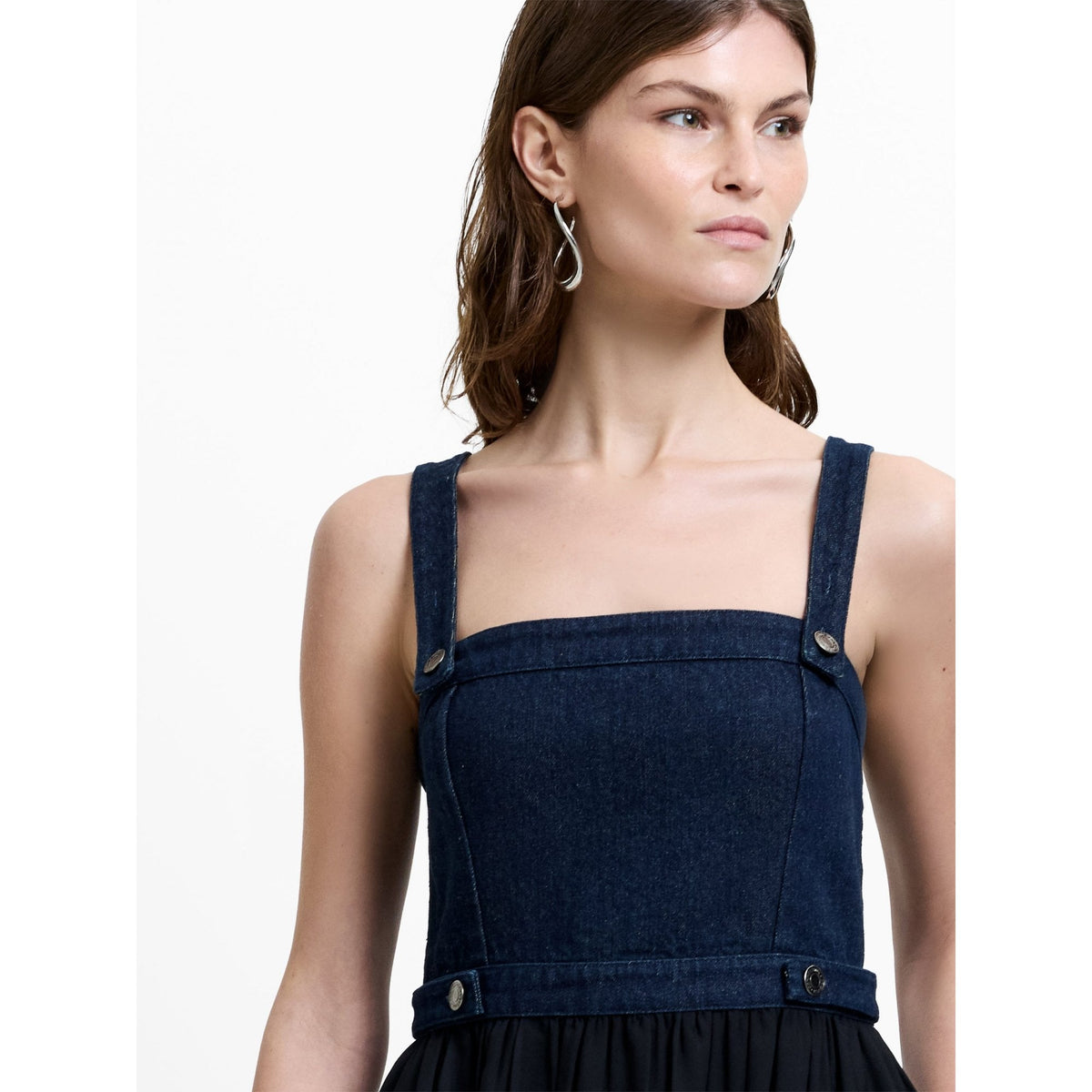 Leighton Denim Mix Midi Dress