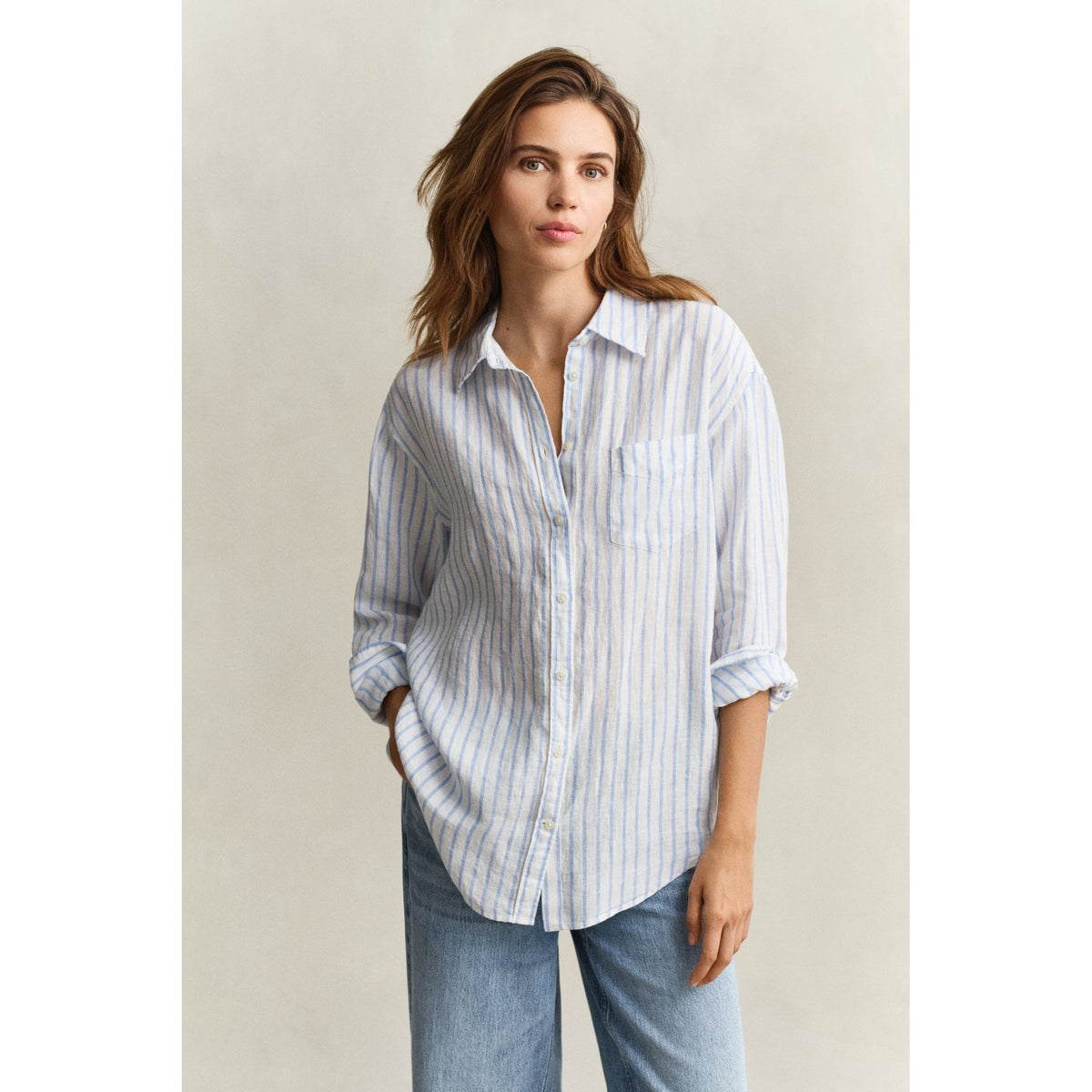 Relaxed Fit Striped Linen Shirt