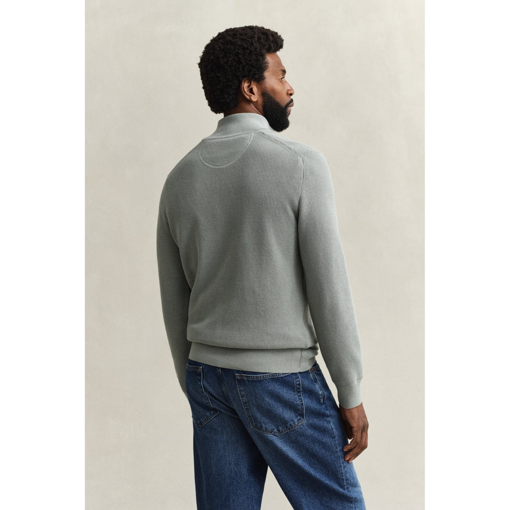 Textured Cotton Half-Zip Sweater