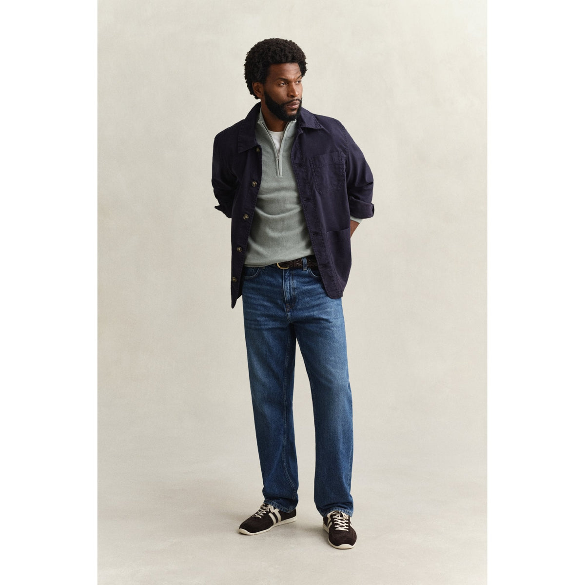 Textured Cotton Half-Zip Sweater