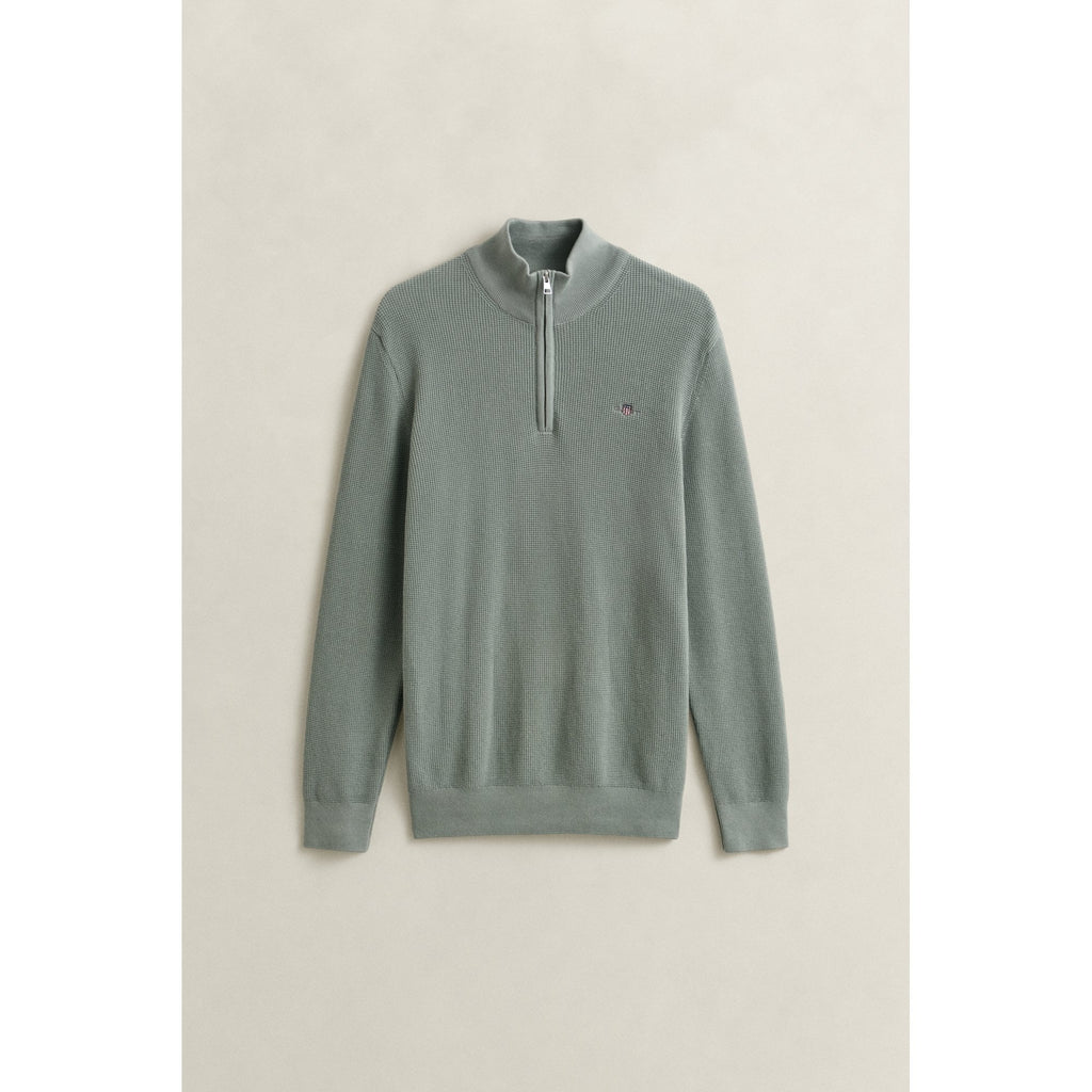 Textured Cotton Half-Zip Sweater