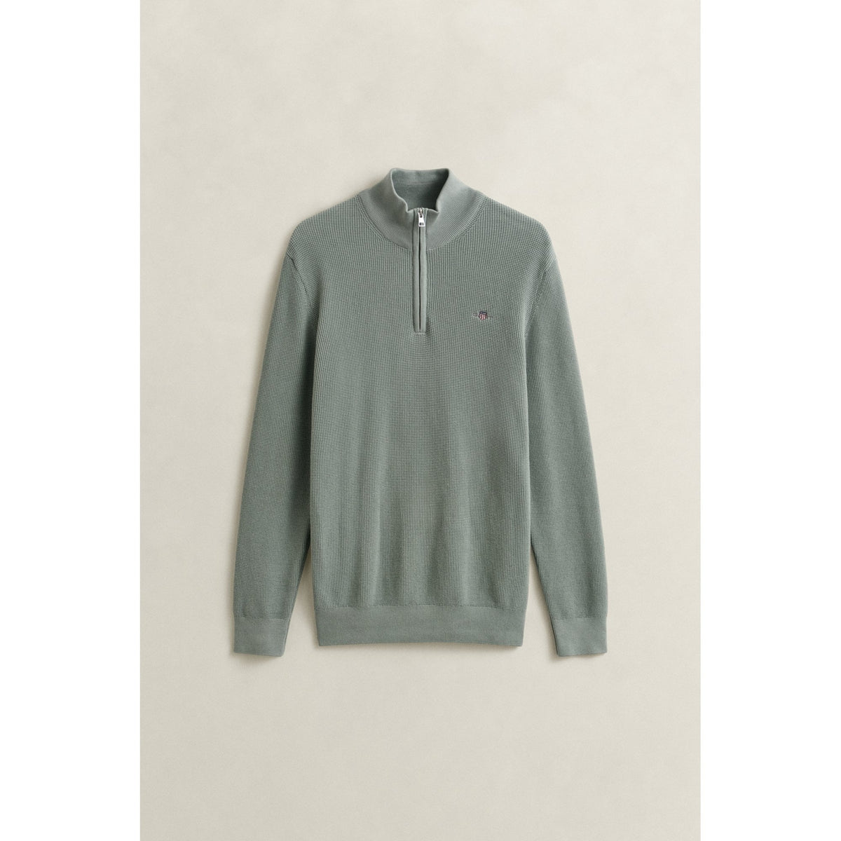 Textured Cotton Half-Zip Sweater