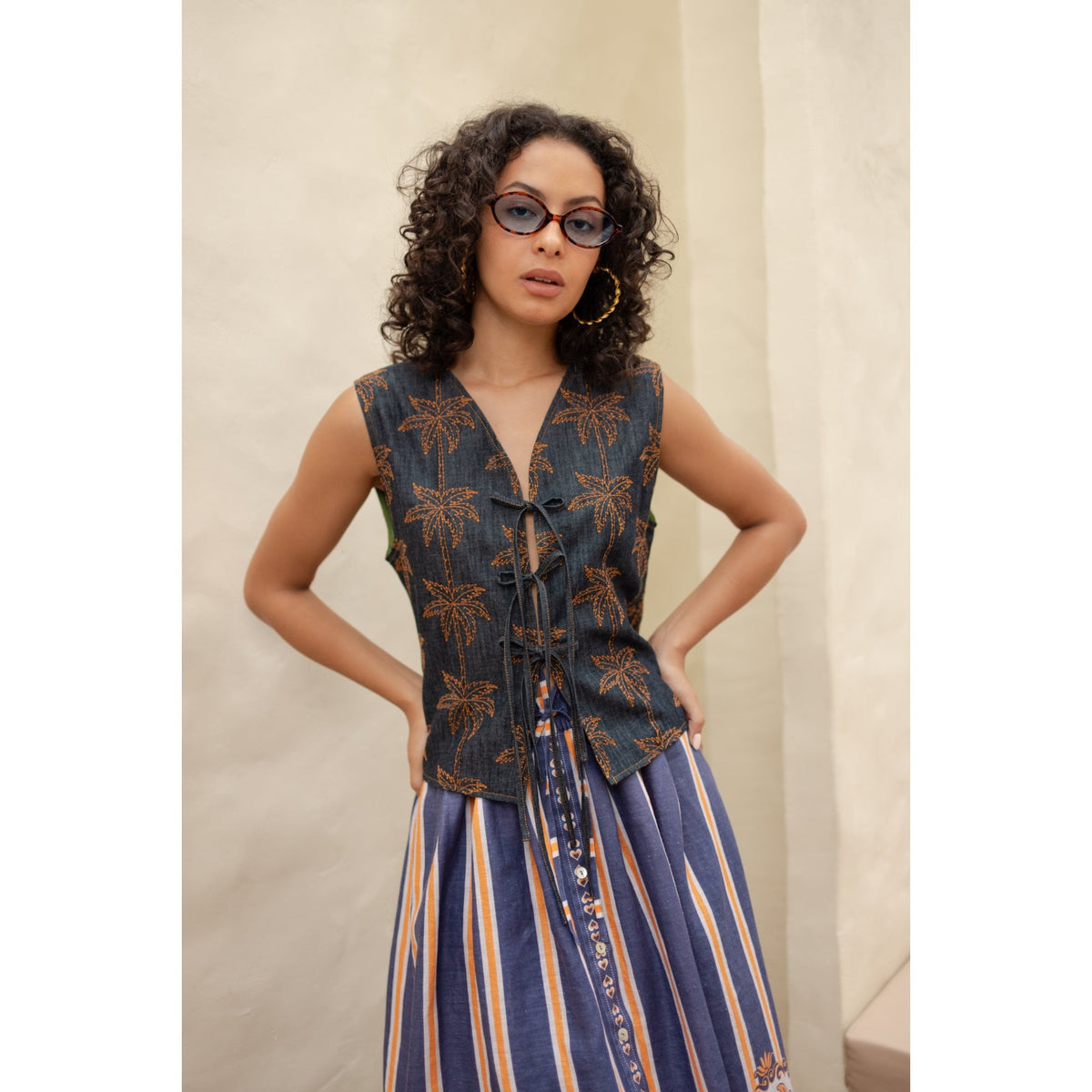 Heath Embroidered Denim Vest