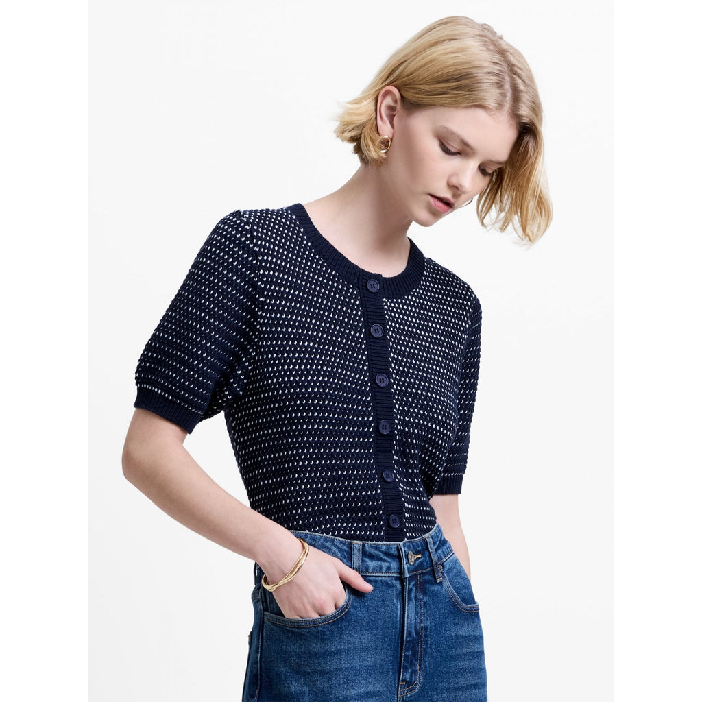 Haddie Mozart Knit Faux Button Top