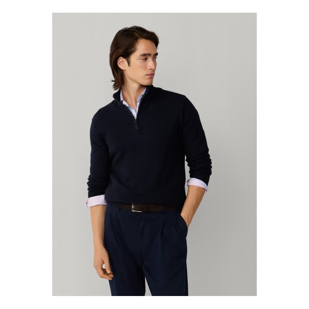 Cashmere Blend Honeycomb Quarter Zip Jumper