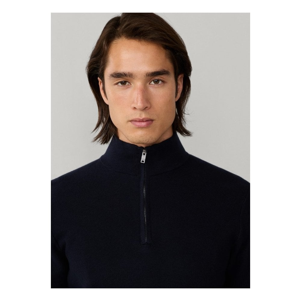 Cashmere Blend Honeycomb Quarter Zip Jumper