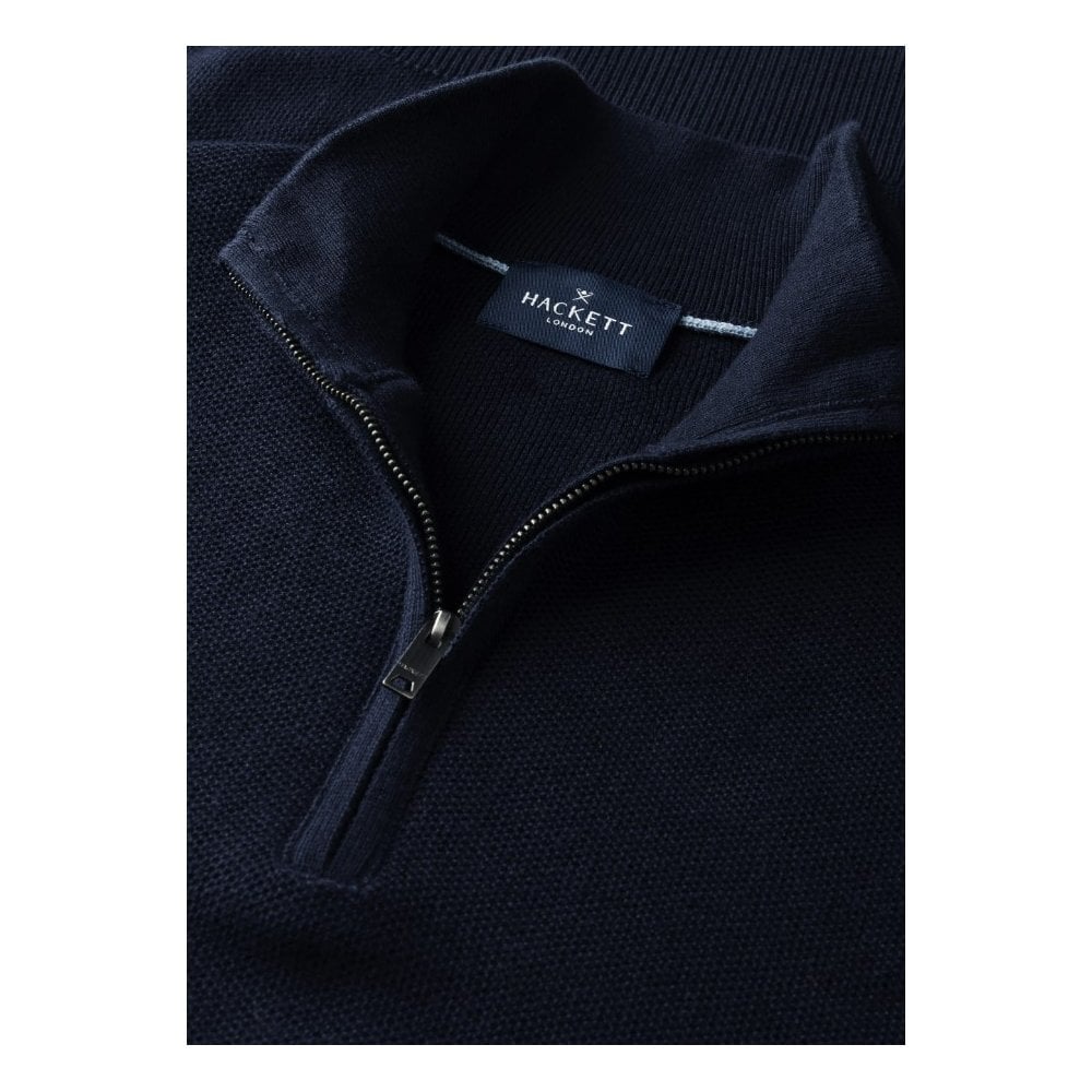 Cashmere Blend Honeycomb Quarter Zip Jumper