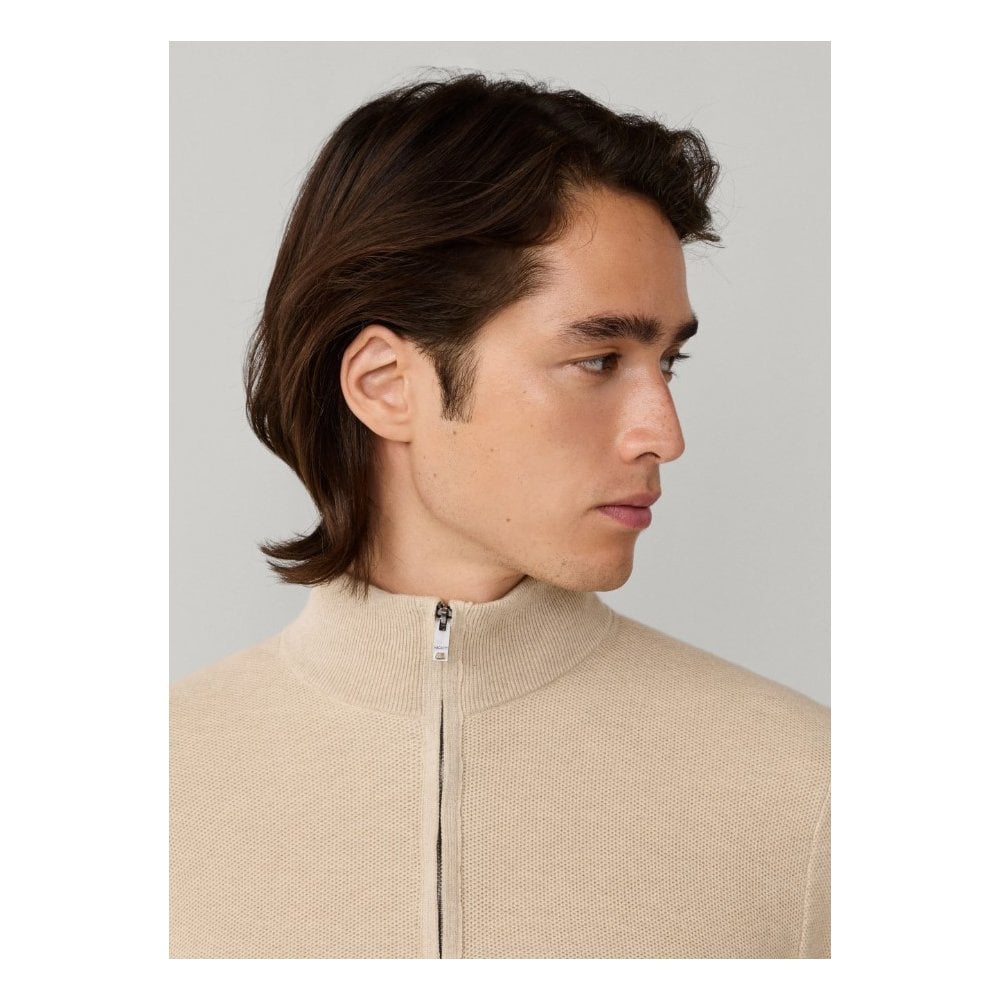 Cashmere Blend Honeycomb Quarter Zip Jumper