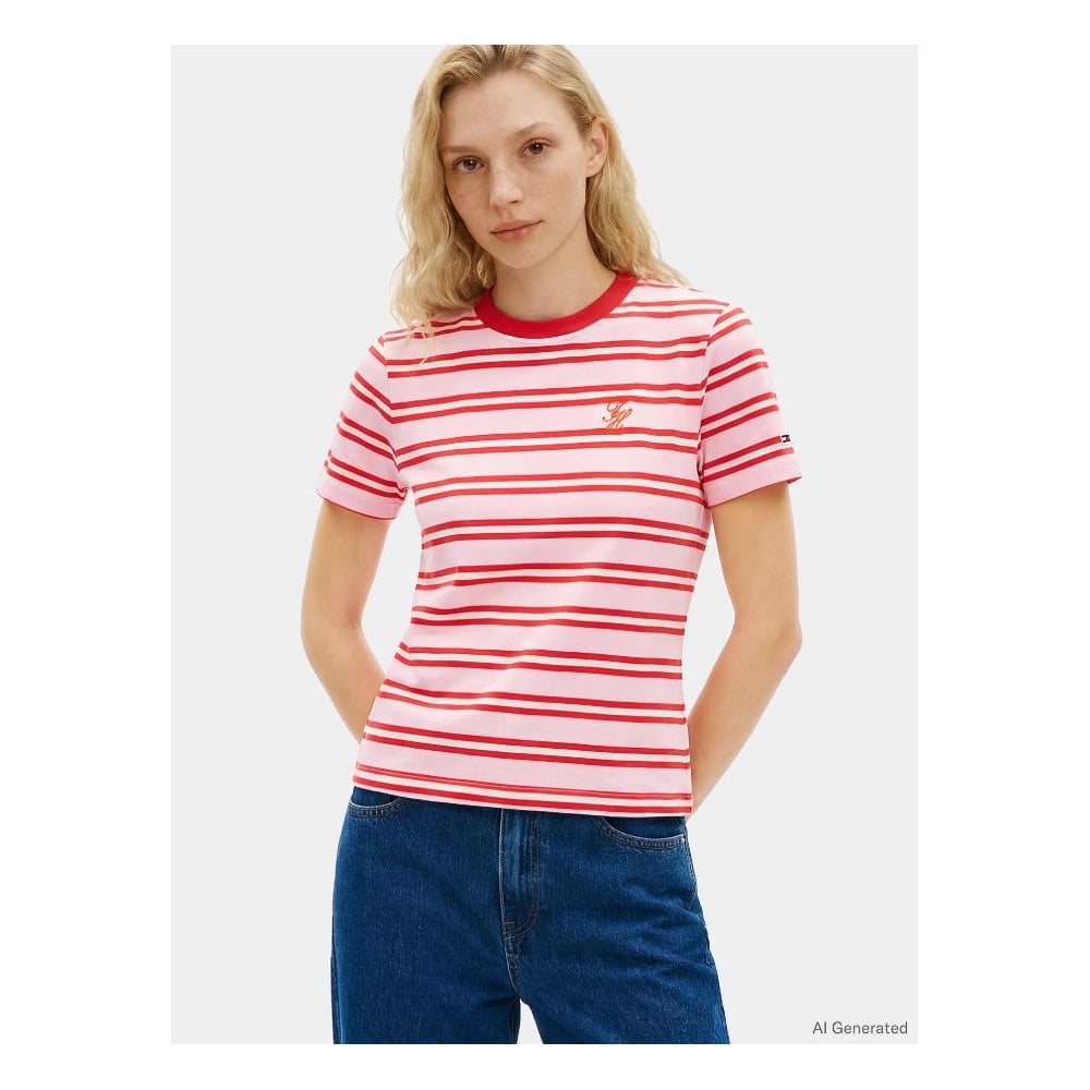 Script Logo Embroidery Jersey Crew Neck T-Shirt