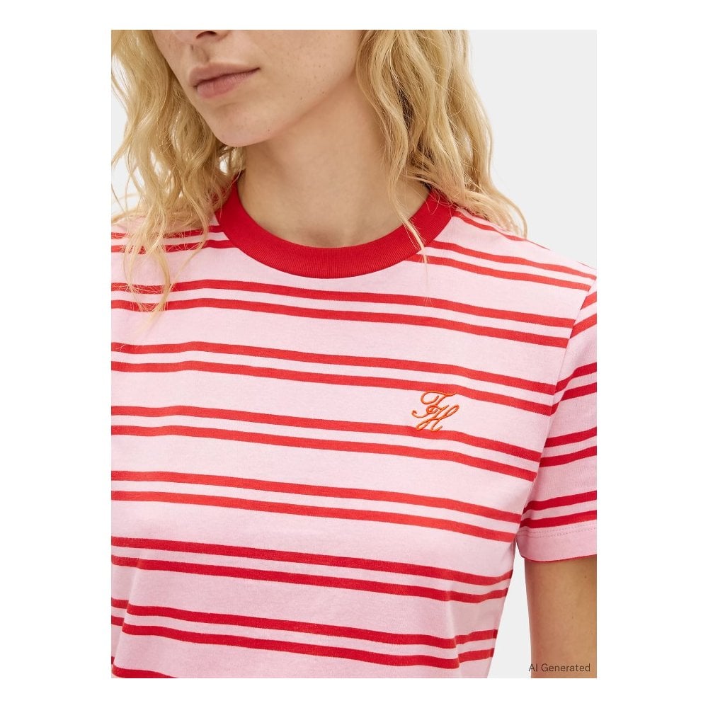 Script Logo Embroidery Jersey Crew Neck T-Shirt