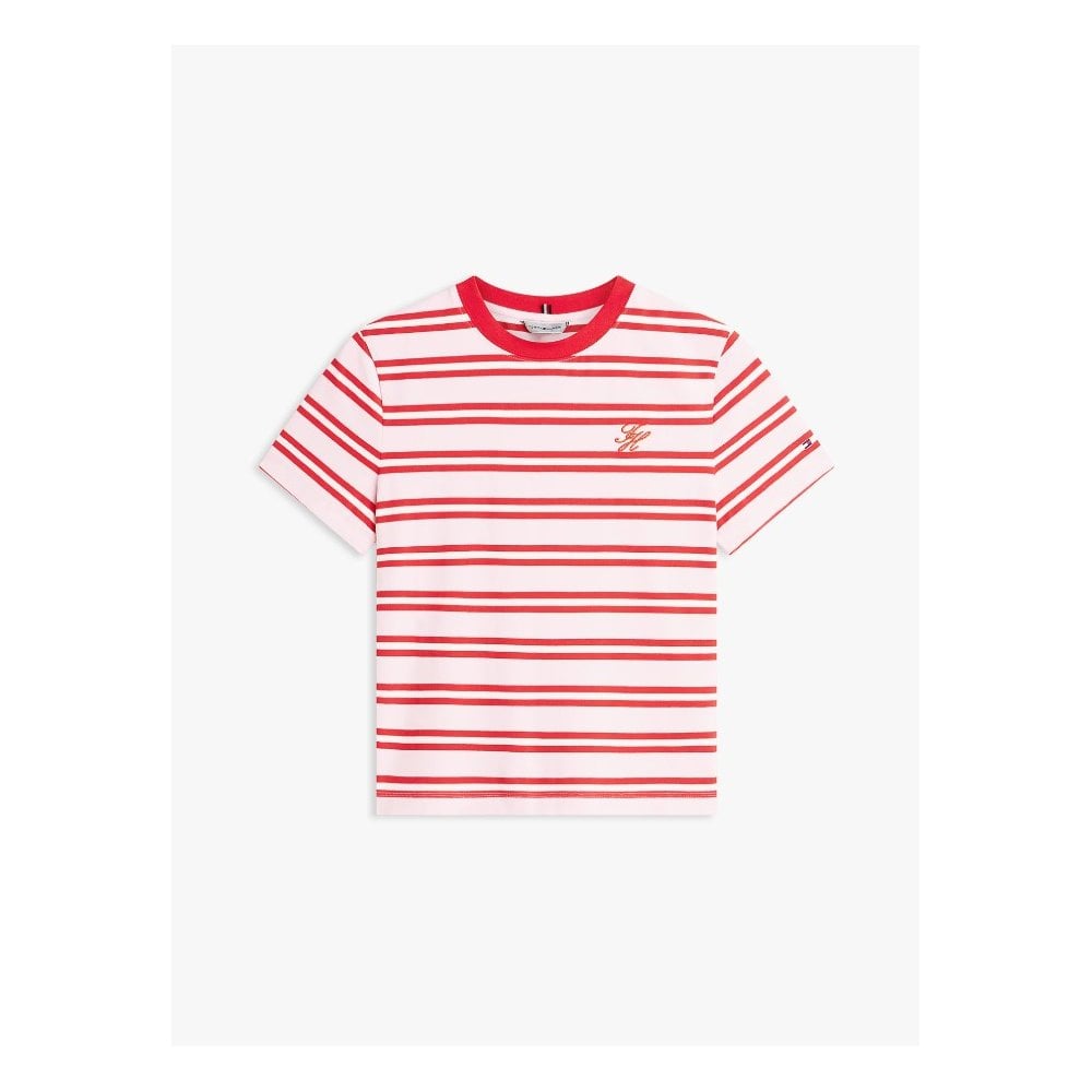 Script Logo Embroidery Jersey Crew Neck T-Shirt