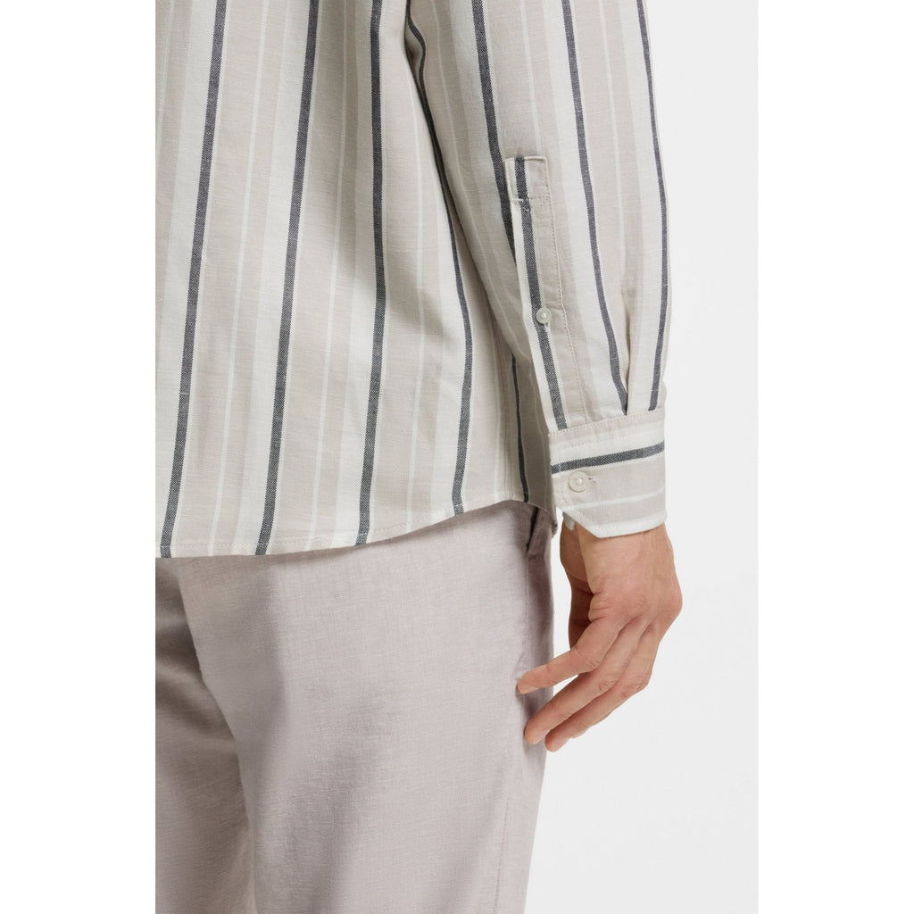 Ricoplus Regular Fit Striped Linen And Cotton Shirt