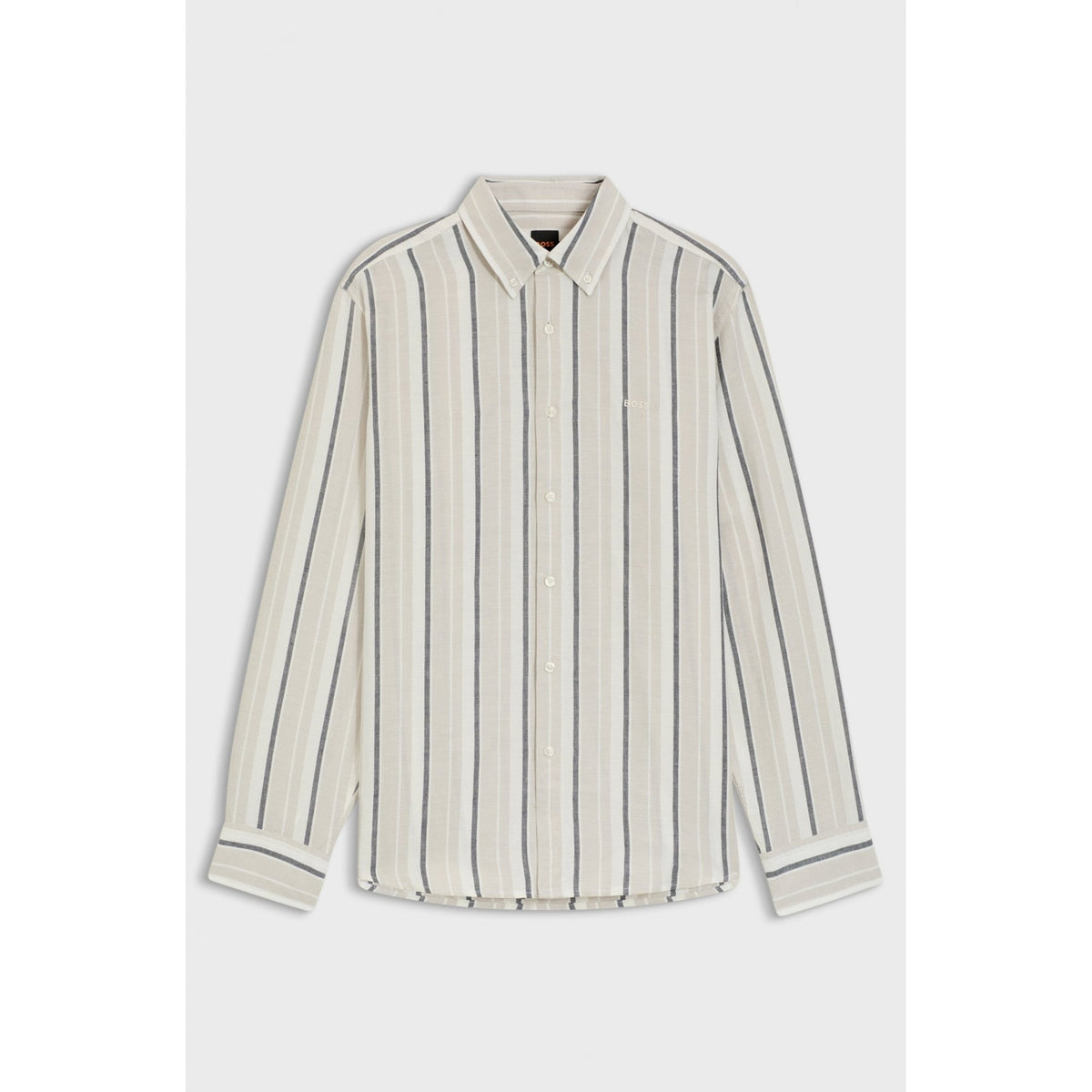 Ricoplus Regular Fit Striped Linen And Cotton Shirt