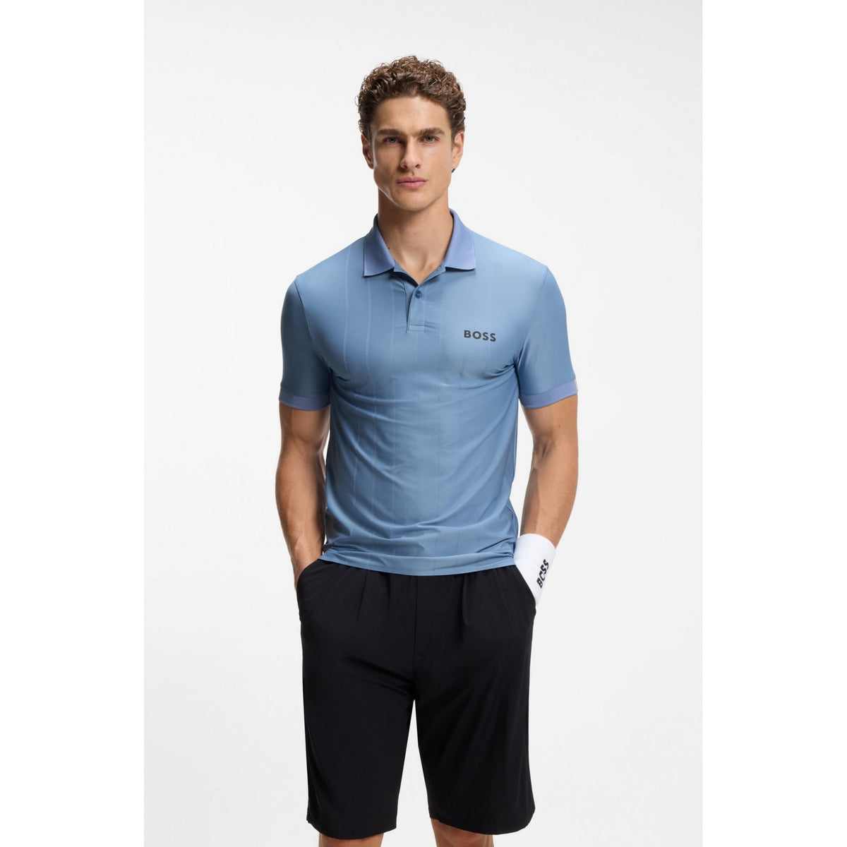 Serve 1 Active Stripe Jersey Slim Fit Polo Shirt