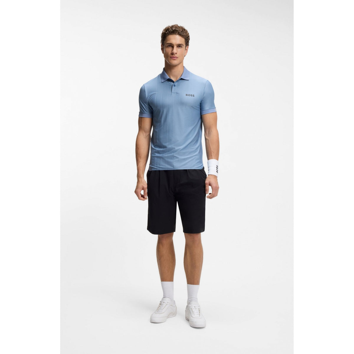 Serve 1 Active Stripe Jersey Slim Fit Polo Shirt
