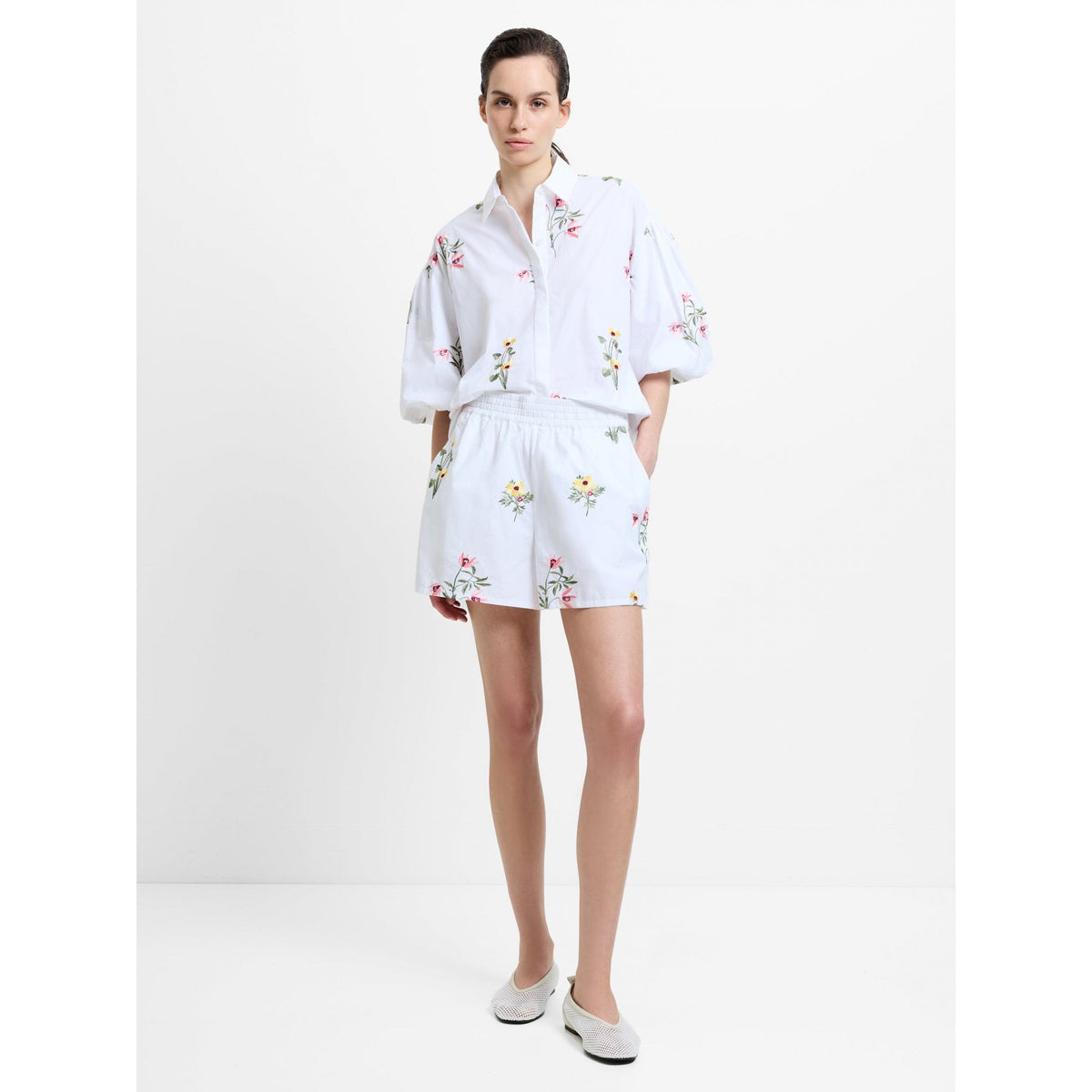 Alissa Cotton Floral Embroidered Shorts