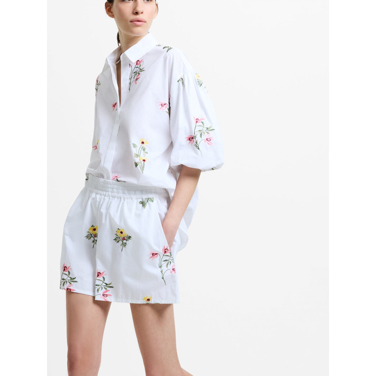 Alissa Cotton Floral Embroidered Shorts