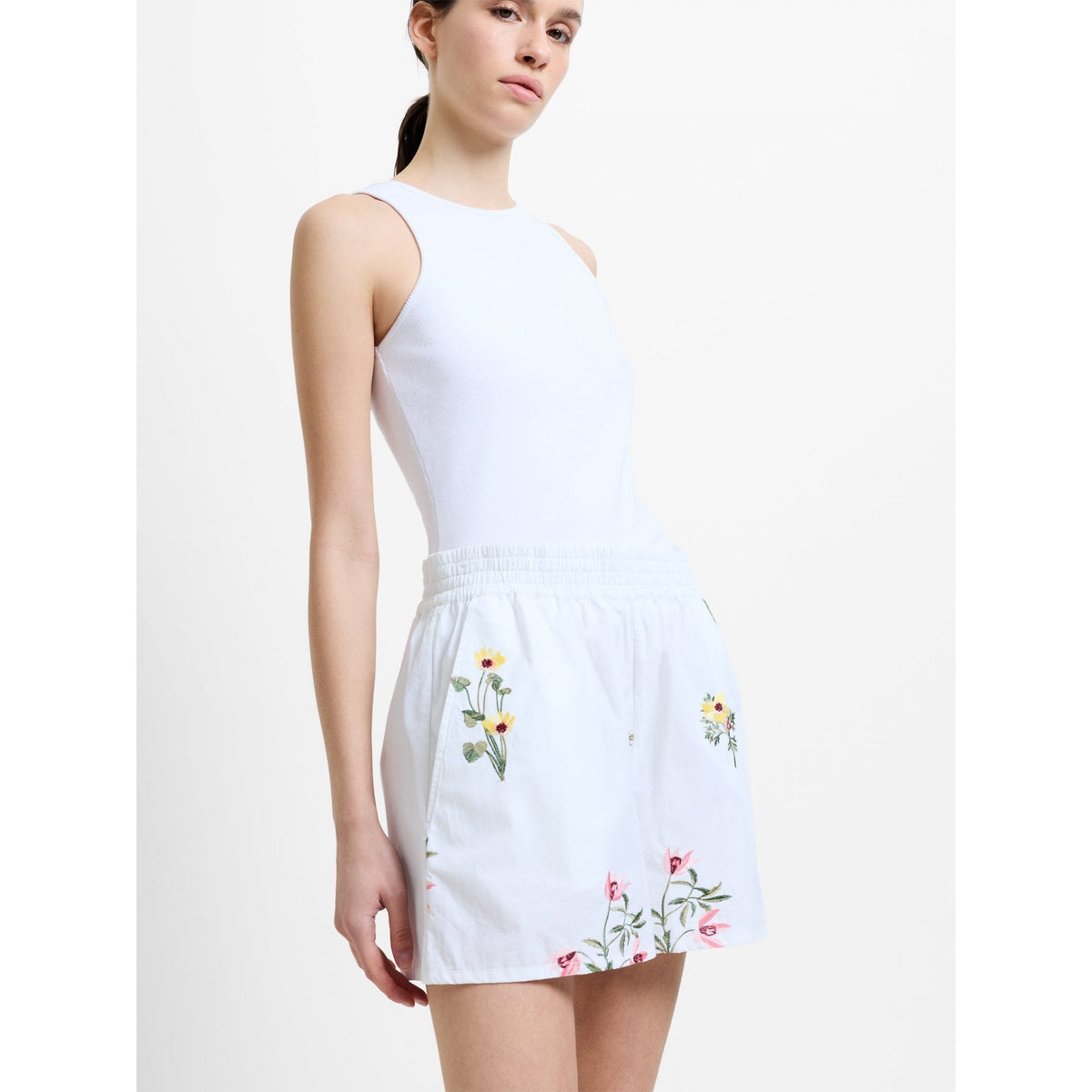 Alissa Cotton Floral Embroidered Shorts