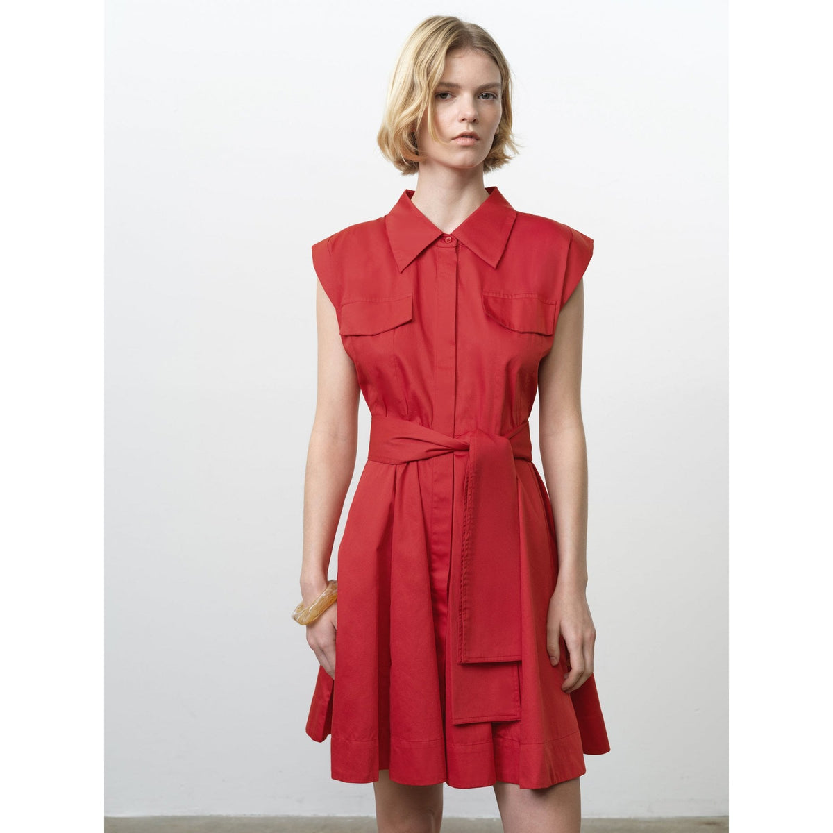 Alexis Cotton Belted Shirt Mini Dress