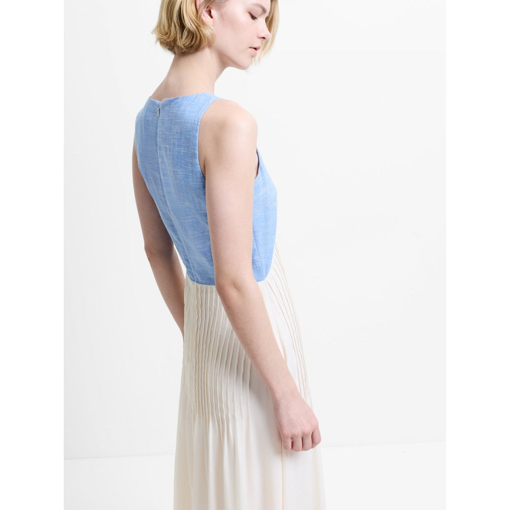 Colby Chambray Pleat Mix Dress
