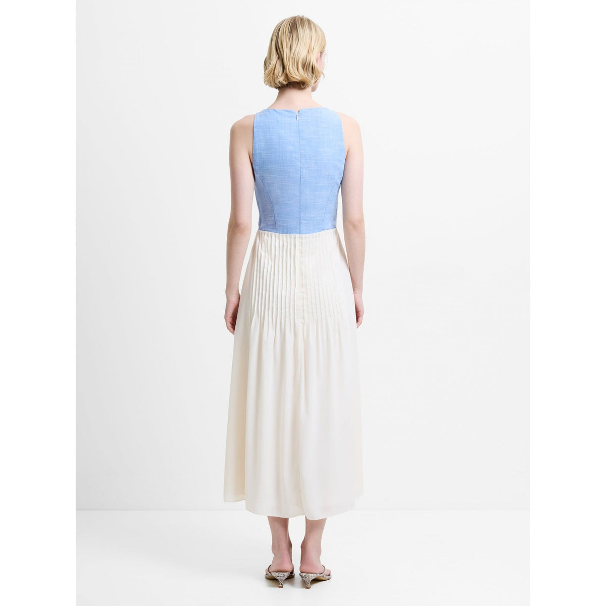 Colby Chambray Pleat Mix Dress