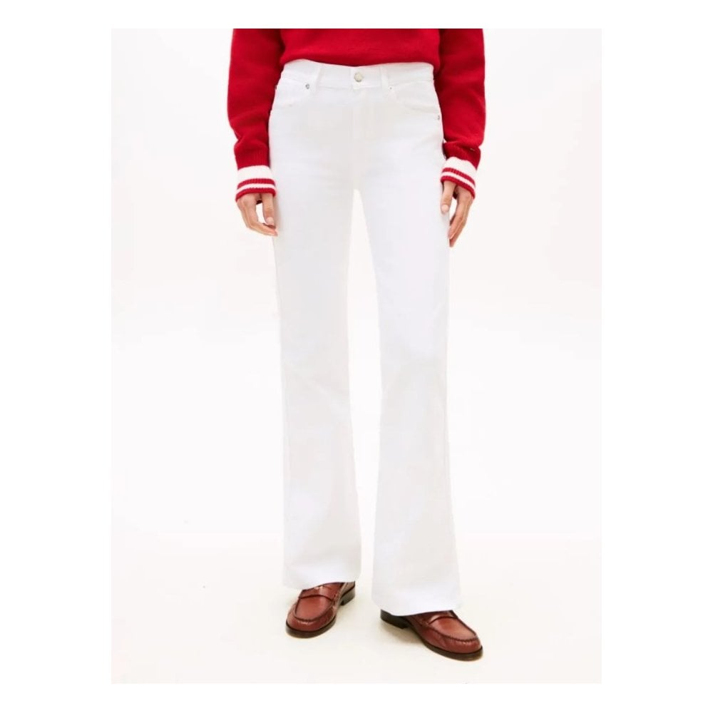 Mid Rise Flared White Jeans