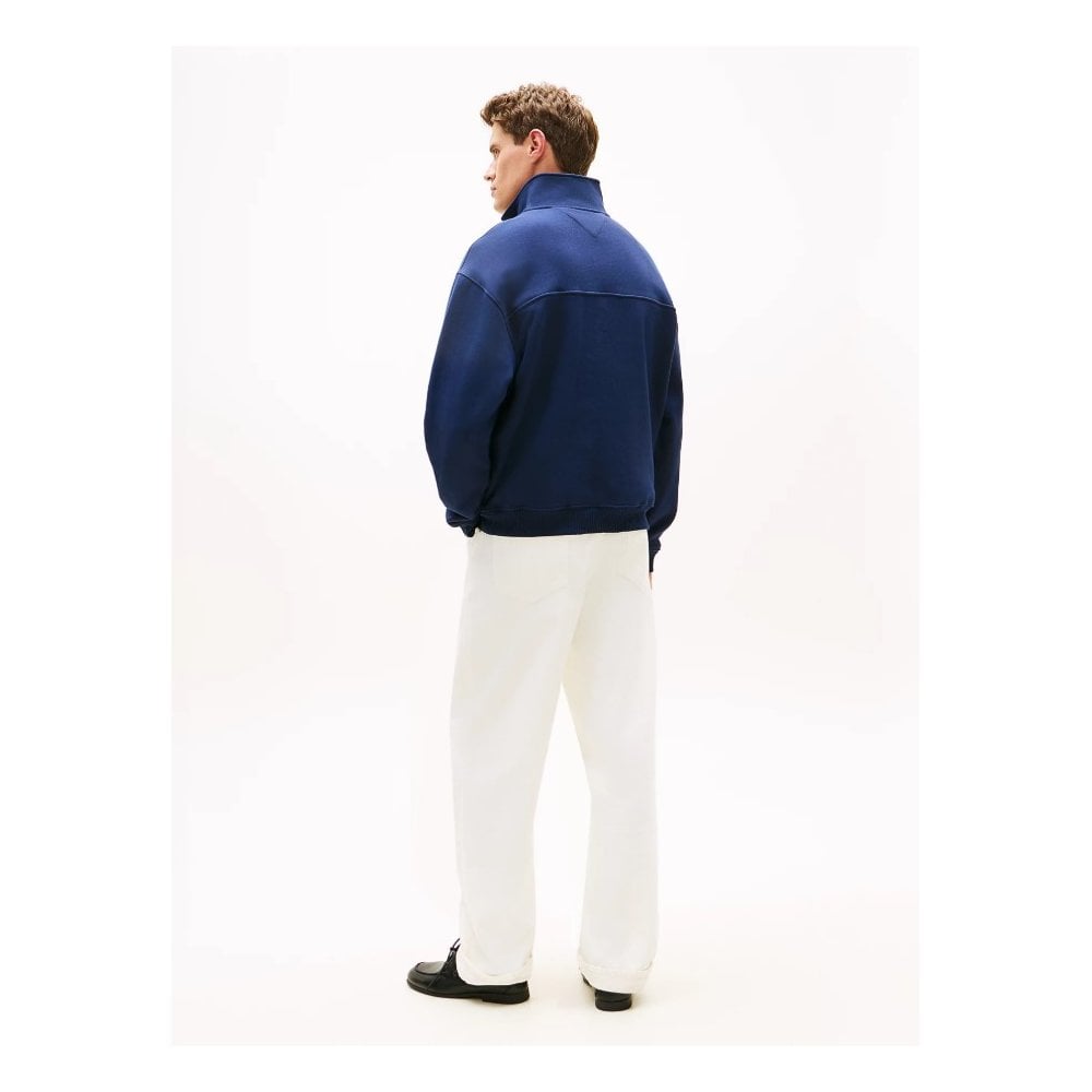 Colour Blocked Collar Terry Quarter Zip Jumper