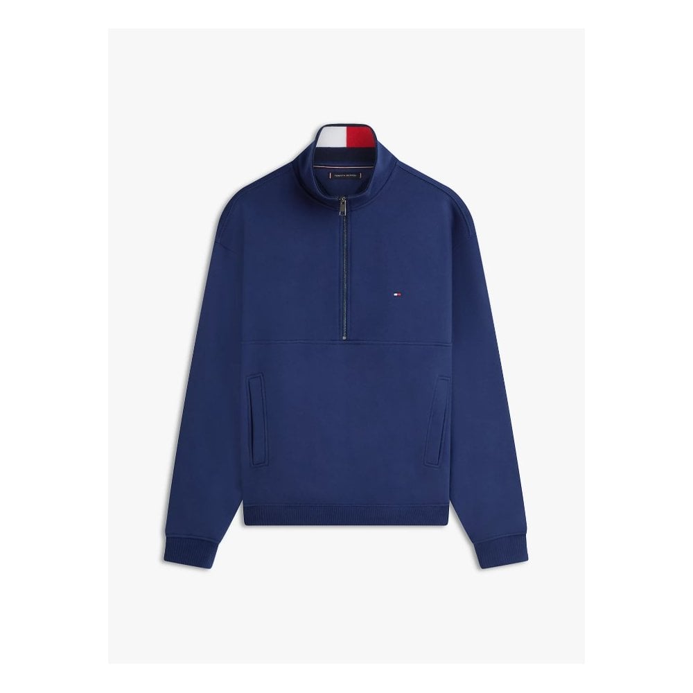 Colour Blocked Collar Terry Quarter Zip Jumper