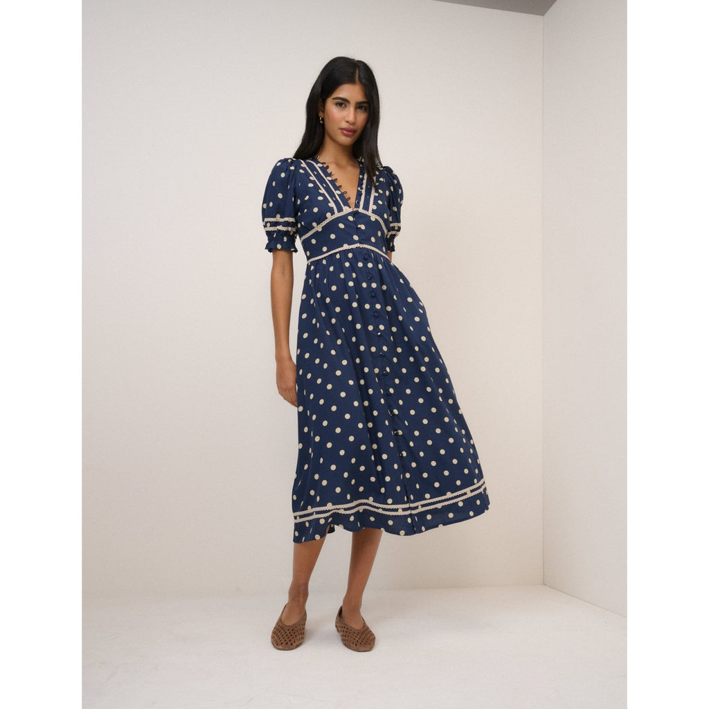 Saffy Polka Dot Midi Tea Dress
