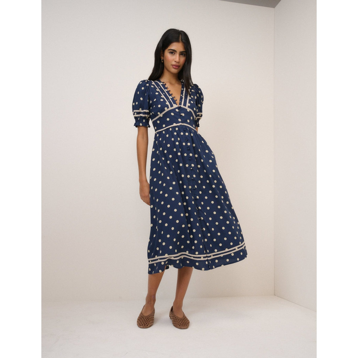Saffy Polka Dot Midi Tea Dress