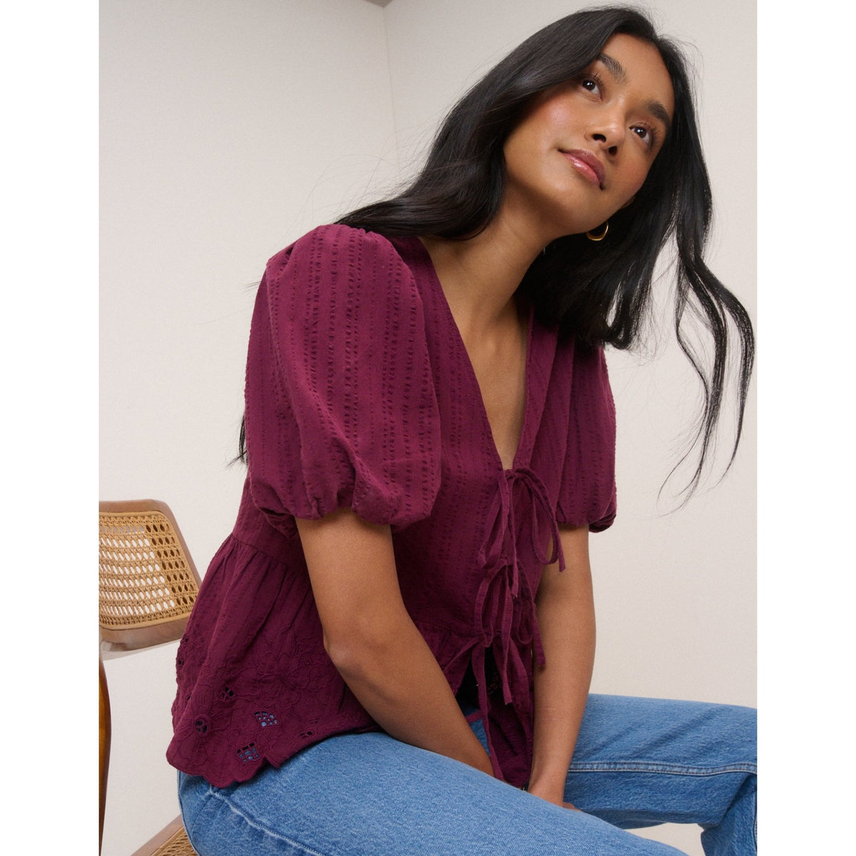 Aries Floral Broderie Anglaise Blouse