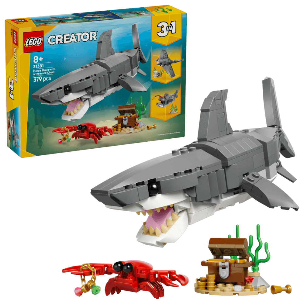 Fierce Shark with a Treasure Chest 31381