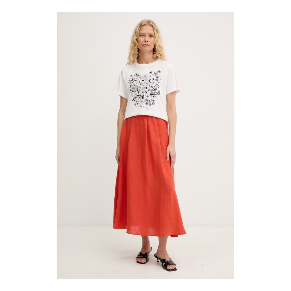 EMMBiada Flared Linen Midi Skirt