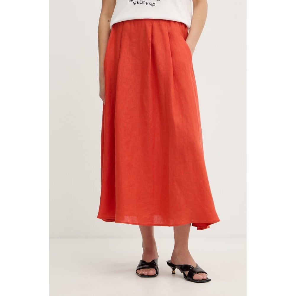EMMBiada Flared Linen Midi Skirt
