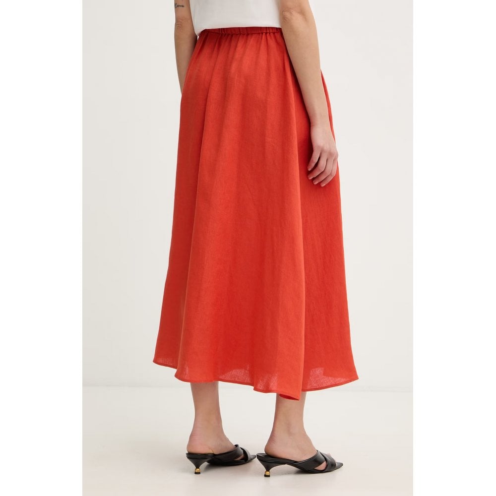EMMBiada Flared Linen Midi Skirt