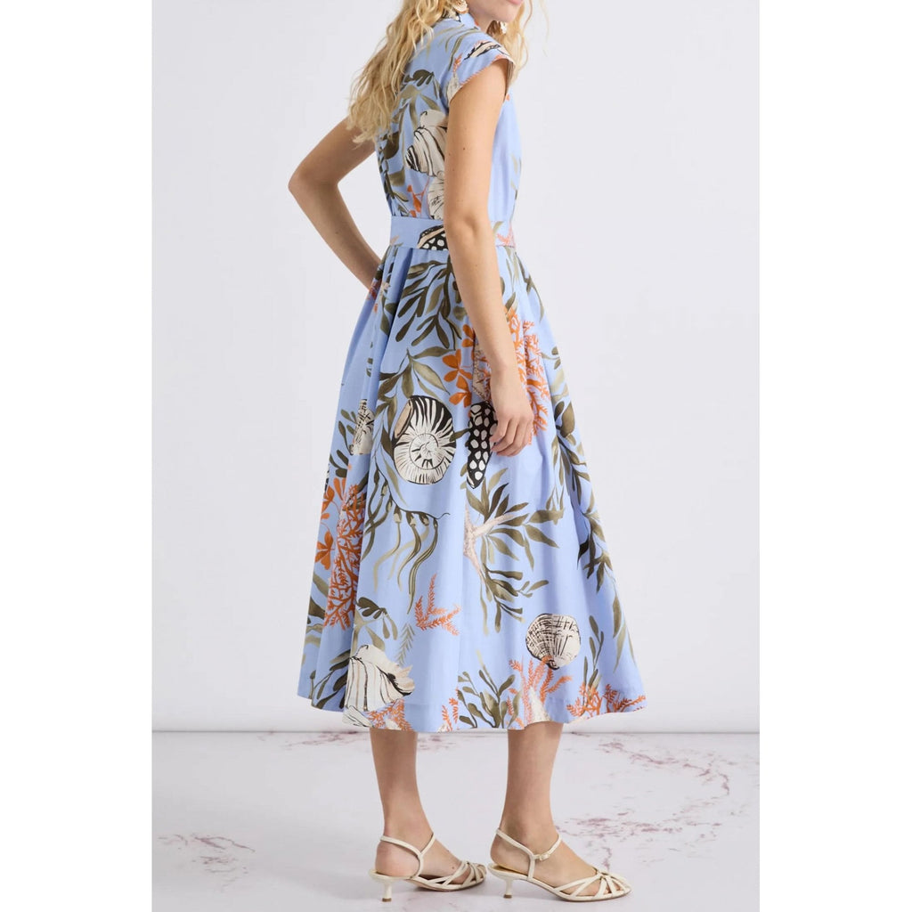 Padana Print Cap Sleeve Stretch Midi Dress