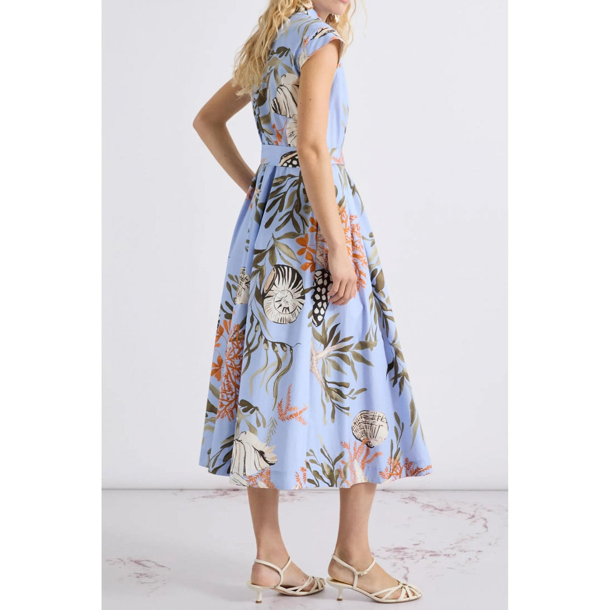 Padana Print Cap Sleeve Stretch Midi Dress