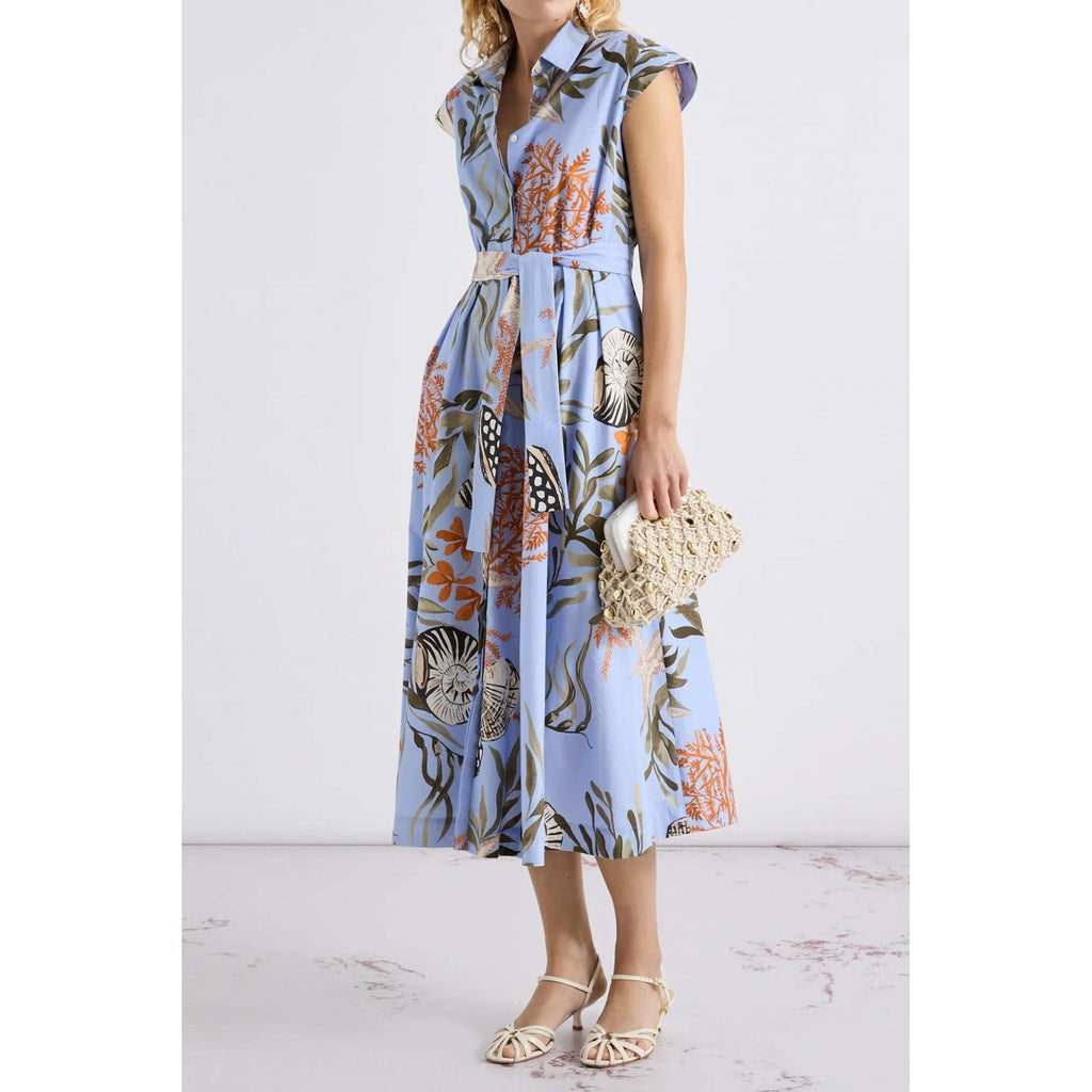 Padana Print Cap Sleeve Stretch Midi Dress