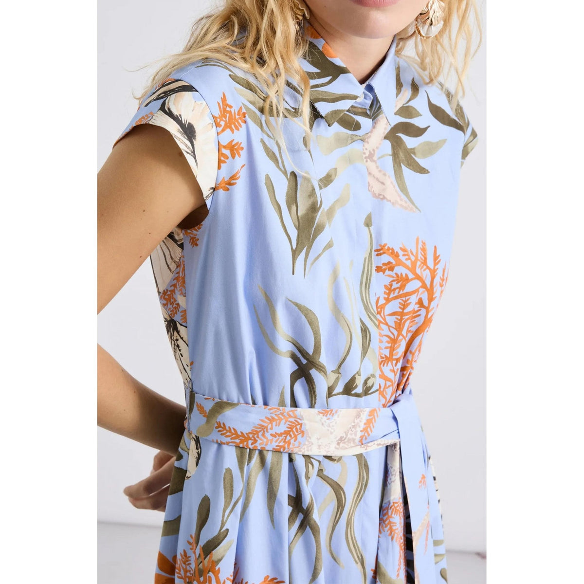 Padana Print Cap Sleeve Stretch Midi Dress